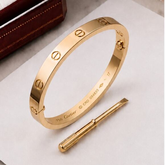 Stampd Jewelry - Stamped Love Bangle Bracelet No Stones Gold Plated